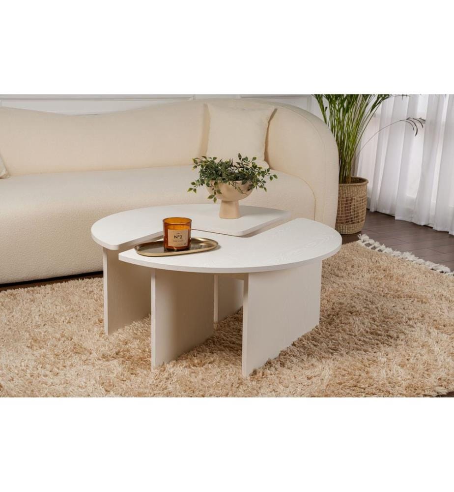 Table basse, bois blanc, 100 % PANNEAUX DE PARTICULES ENDUITS DE MÉLAMINE