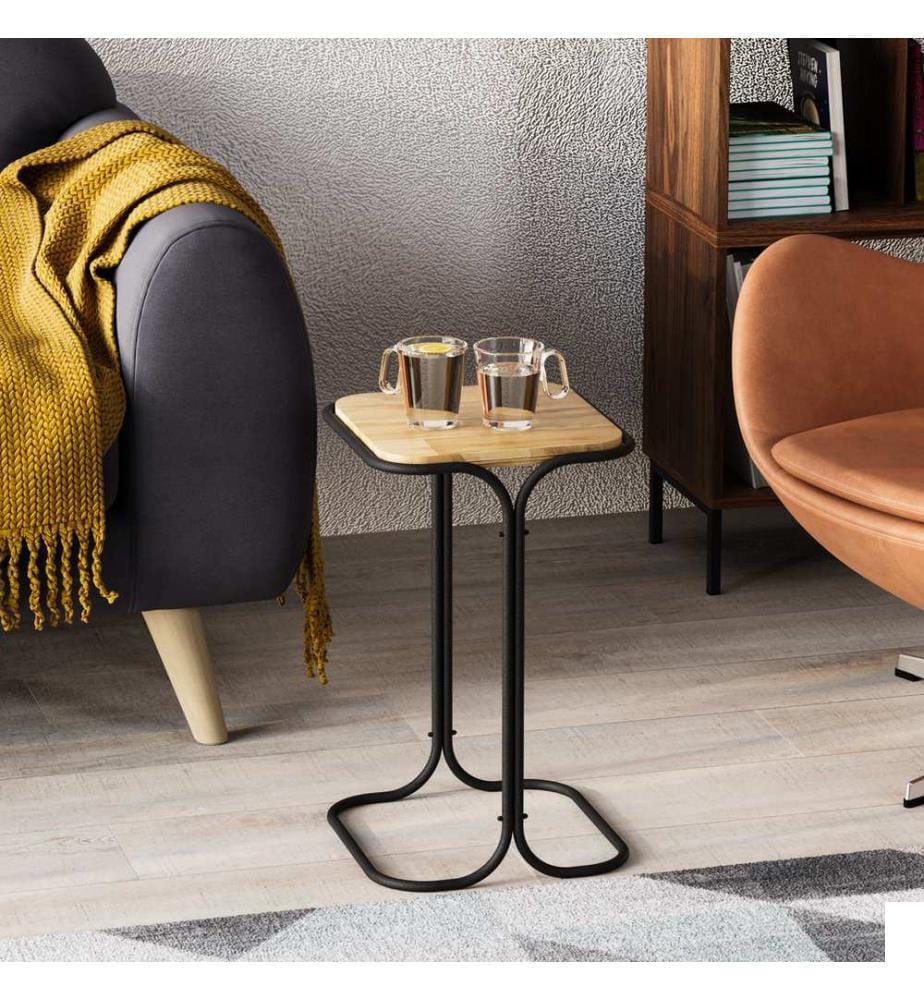 Table à café, Noir, Naturel, Bois, Cadre en métal
