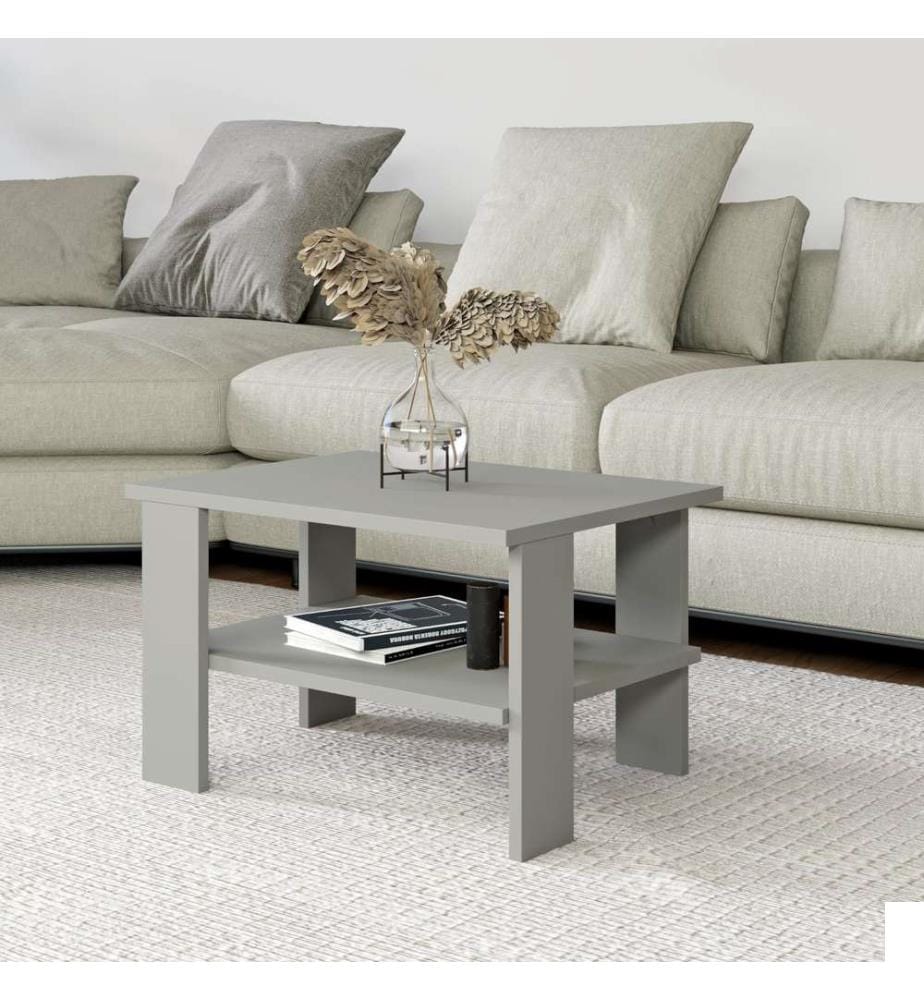 Table basse, grise, PANNEAU DE PARTICULES 100 % MÉLAMINÉ