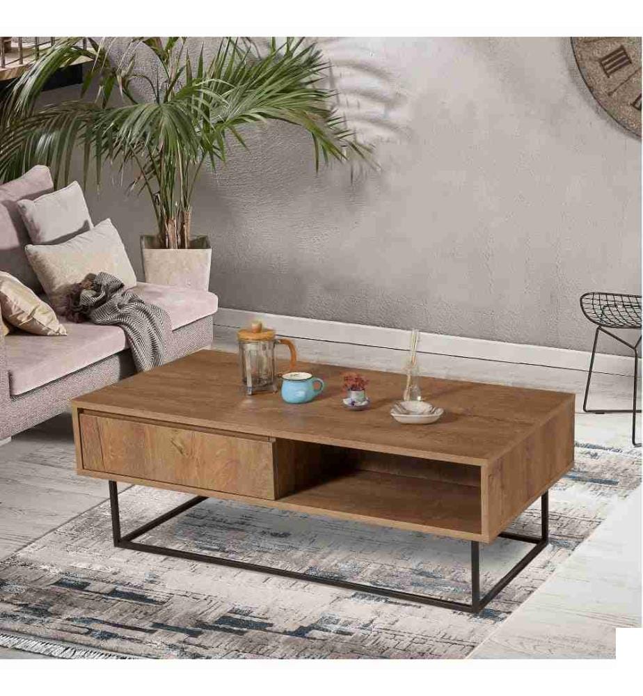 Table basse, noyer, noir, panneau de particules mélaminé