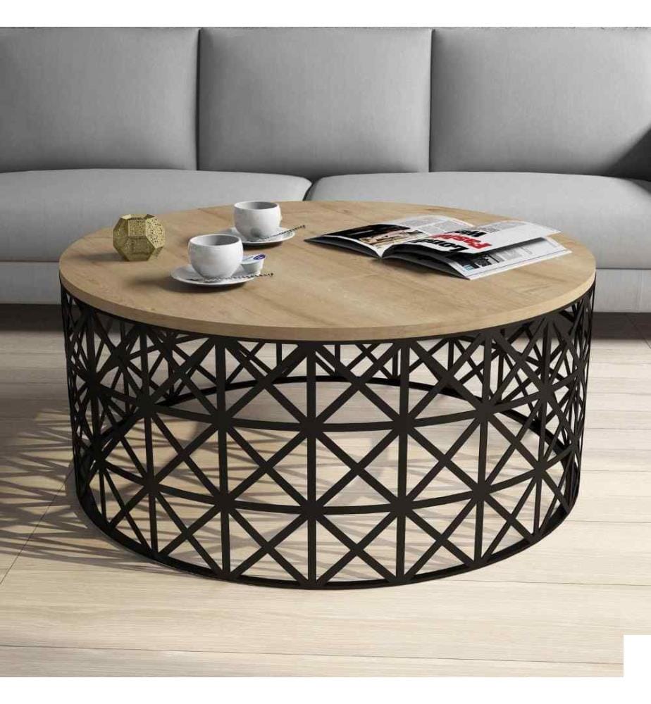 Table basse, chêne, noir, panneau de particules mélaminé