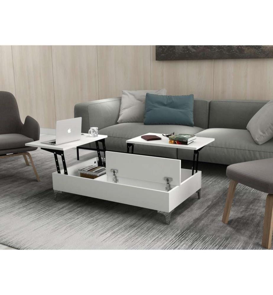 Table basse, blanc, panneau de particules mélaminé