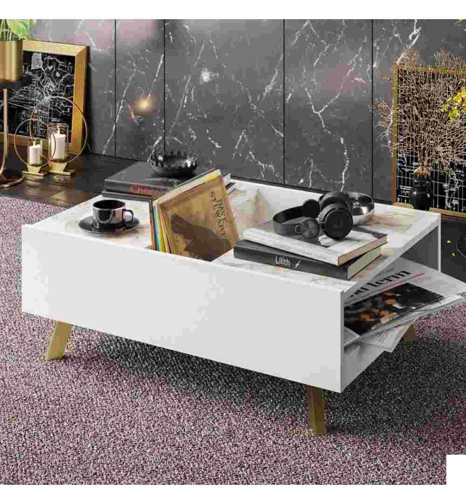 Table basse, blanc, panneau de particules mélaminé