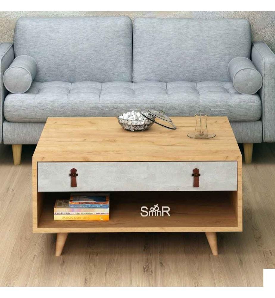 Table basse, chêne, blanc, panneau de particules mélaminé