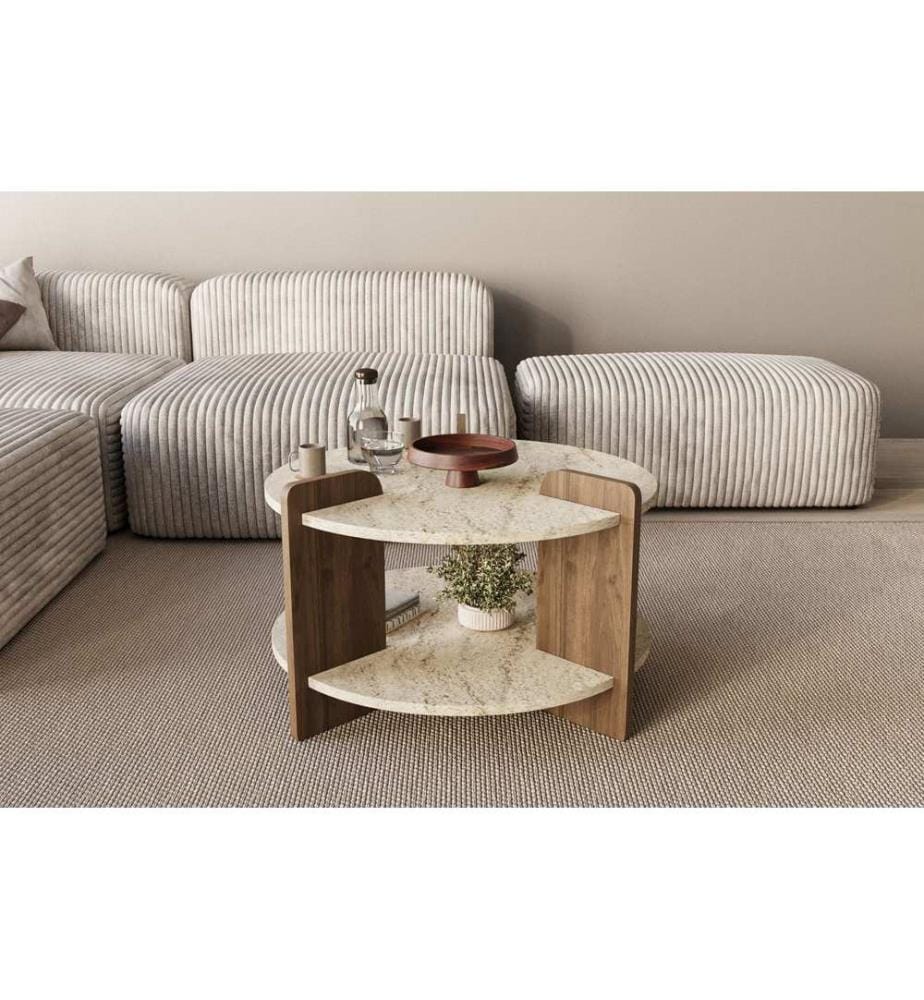 Table basse, travertin, noyer, 100 % MELAMINE COATED CHIPBOARD