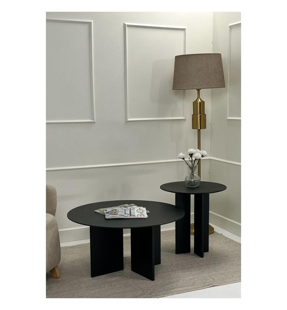 Ensemble de tables basses, noir, 100 % MDF