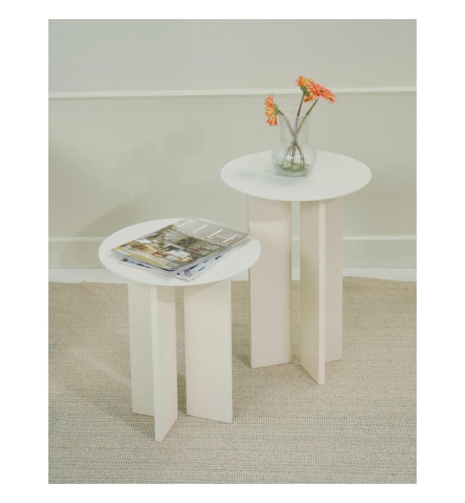 Ensemble de tables basses, crème, 100 % MDF