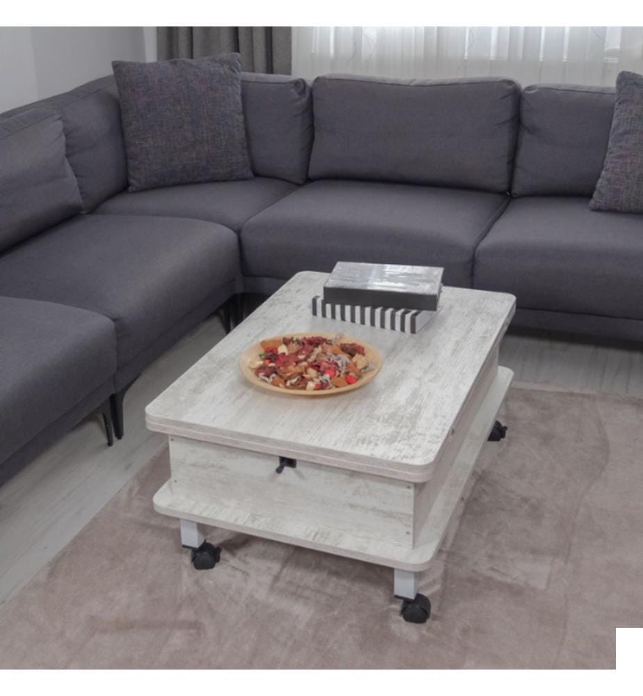 Table basse, blanc antique, 100 % AGRAGÉ MÉLAMINÉ