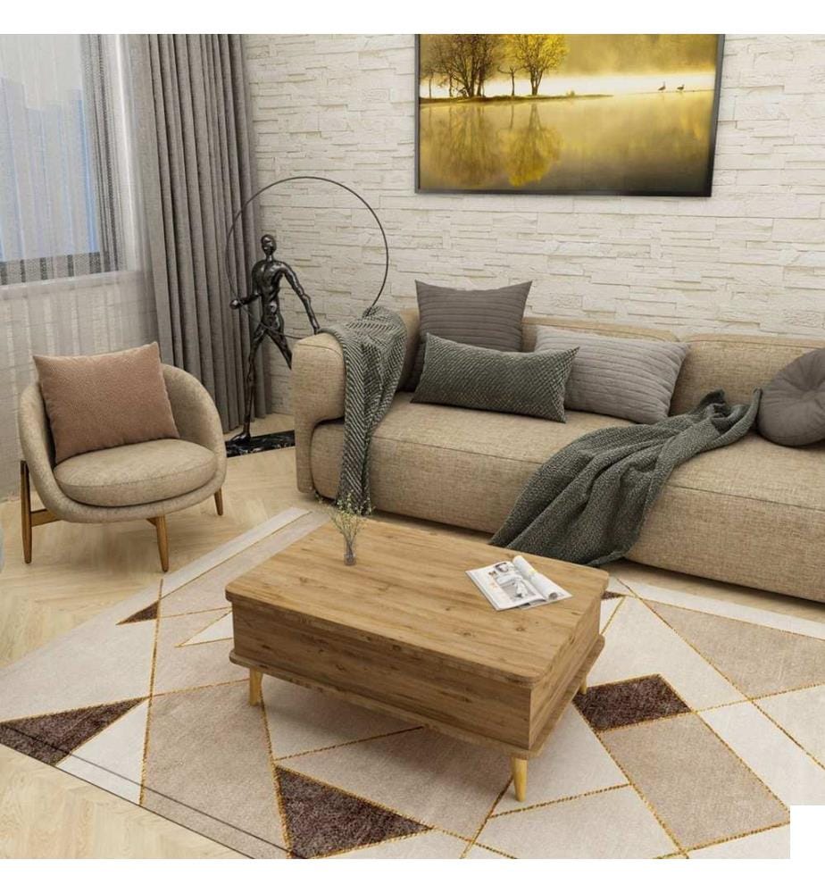 Table basse, pin, 100 % aggloméré mélaminé