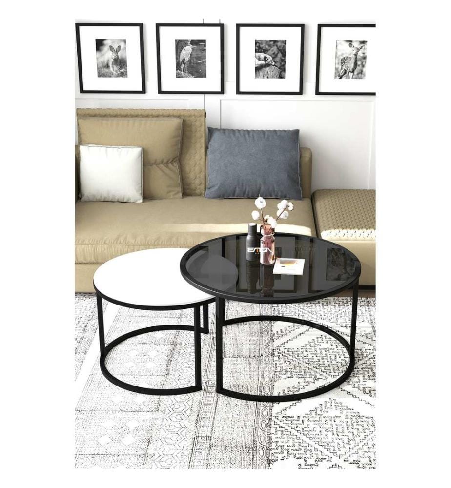 Table à café, Fume, White, Top : Tempered Glass, Bottom : MDF