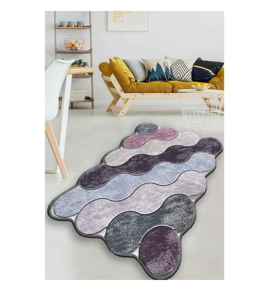 Tapis, violet, lilas, anthracite, 100% polyester, 100 x 200 cm