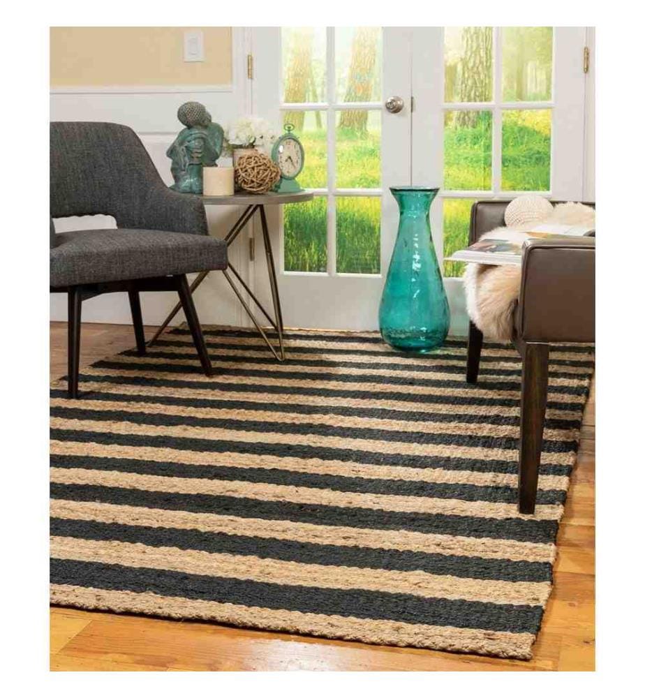 Tapis, beige, noir, 100 % jute, 200 x 290 cm