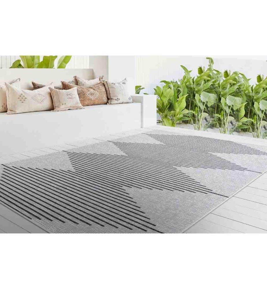 Tapis, noir, blanc, 100 % sisal, 200 x 290 cm