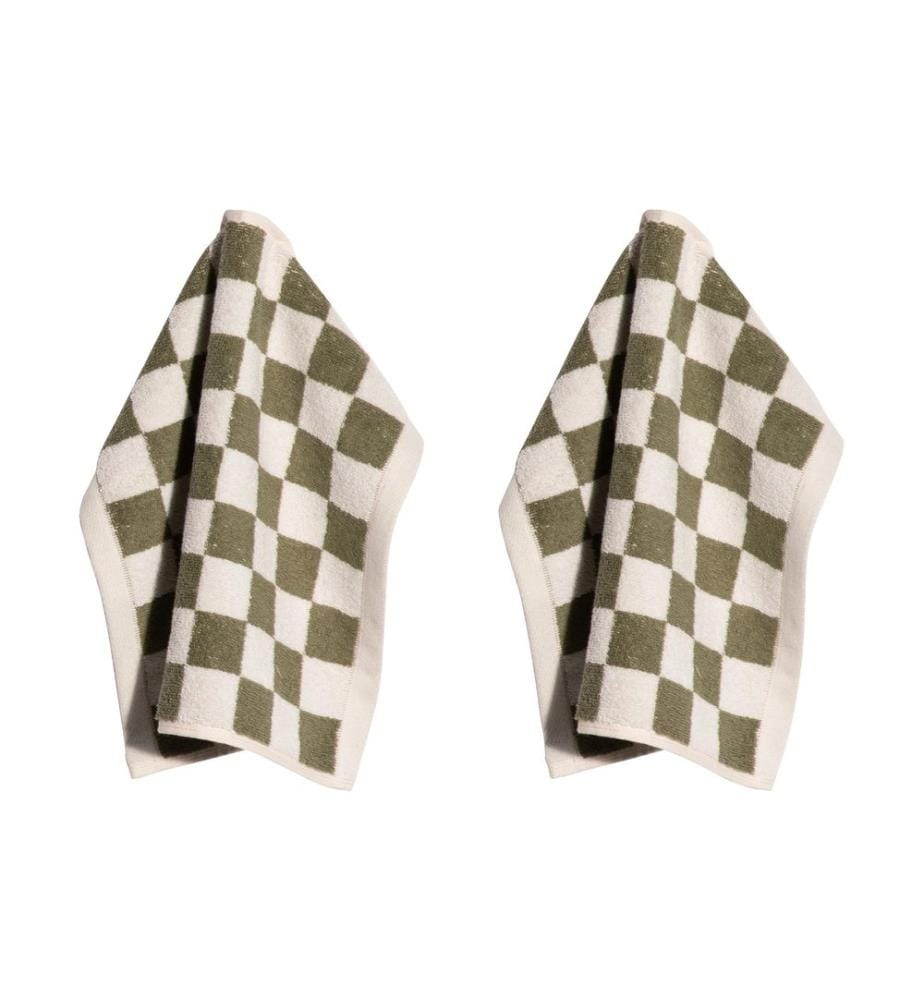 PAD - Lavettes Chess Lot de 2, 30 x 30 cm, Olive