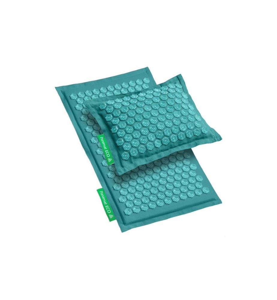 Pranamat - Set de massage Eco  tapis et coussin turquoise foncé