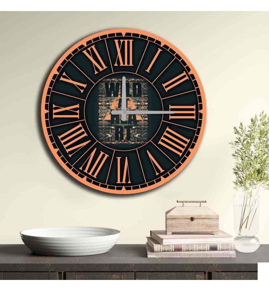 Horloge décorative en MDF, Multicolore, MDF