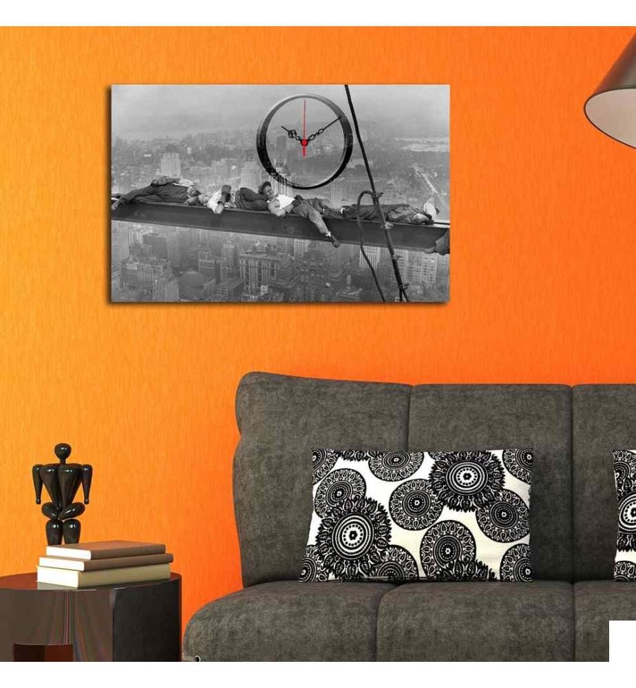 Horloge murale décorative en toile, Multicolore, Suede Canvas