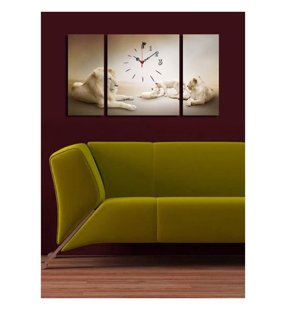 Horloge murale décorative en toile, 3 pièces, multicolore, toile daim