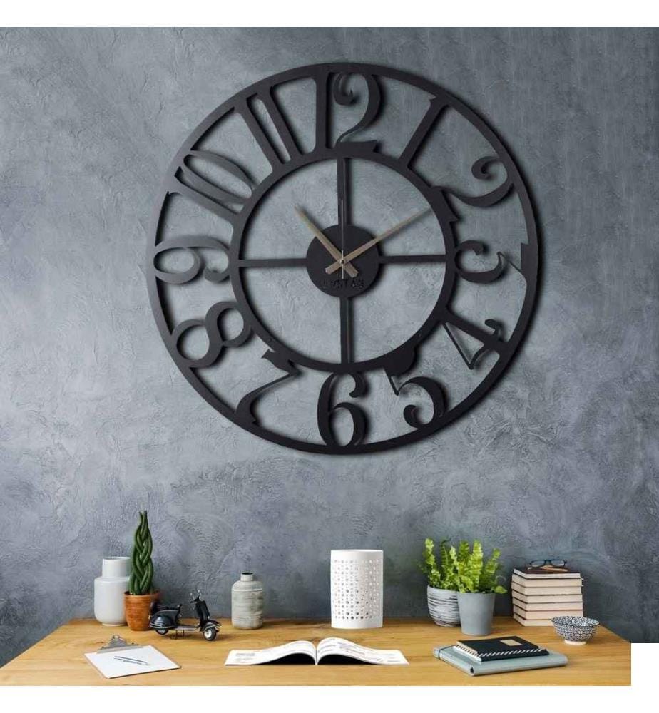 Horloge murale décorative en métal, noir, métal
