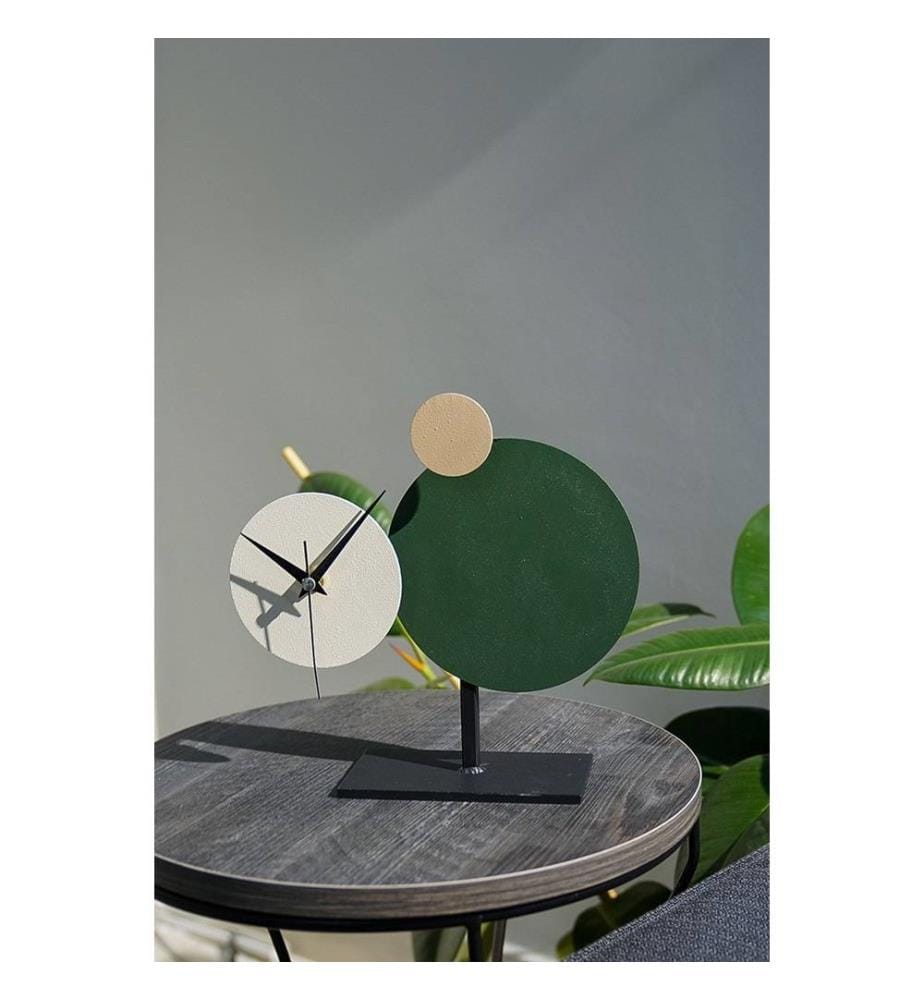 Horloge décorative, verte, crème, marron, 100% métal