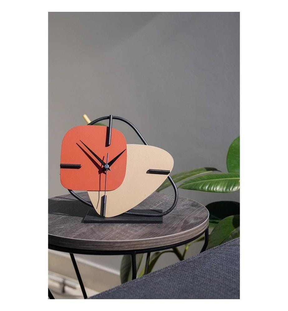 Horloge décorative, tuile rouge, marron, 100% métal