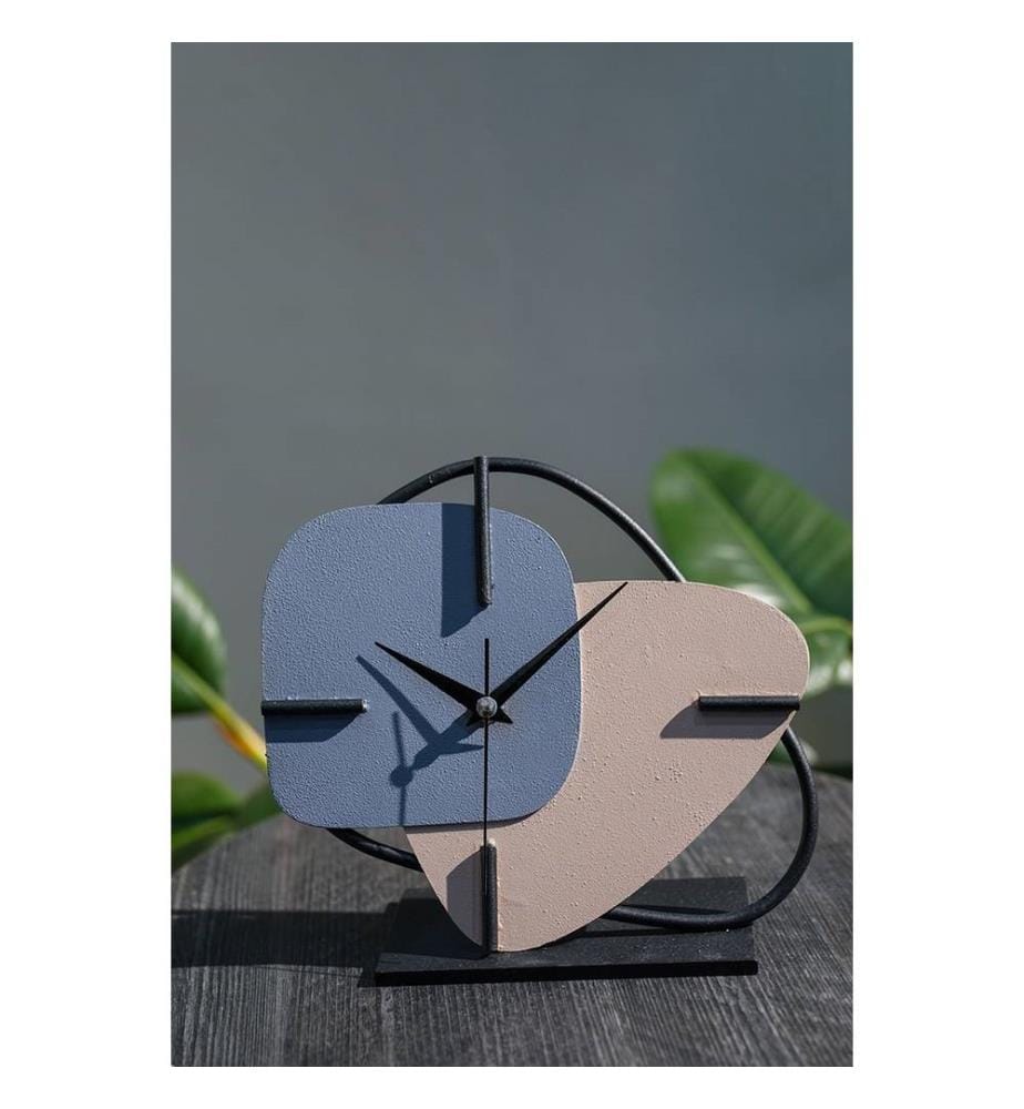 Horloge décorative, bleu, poudre, 100% métal