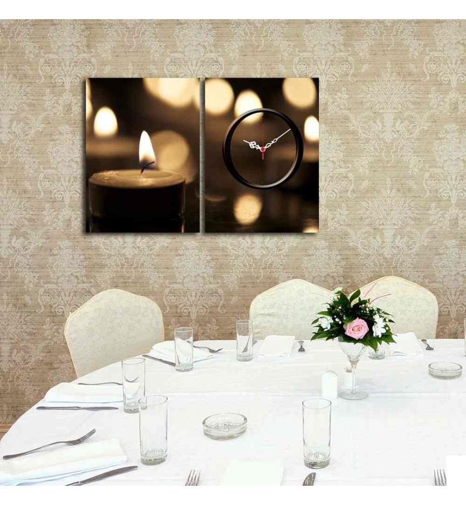 Horloge murale décorative en toile, 2 pièces, multicolore, toile daim