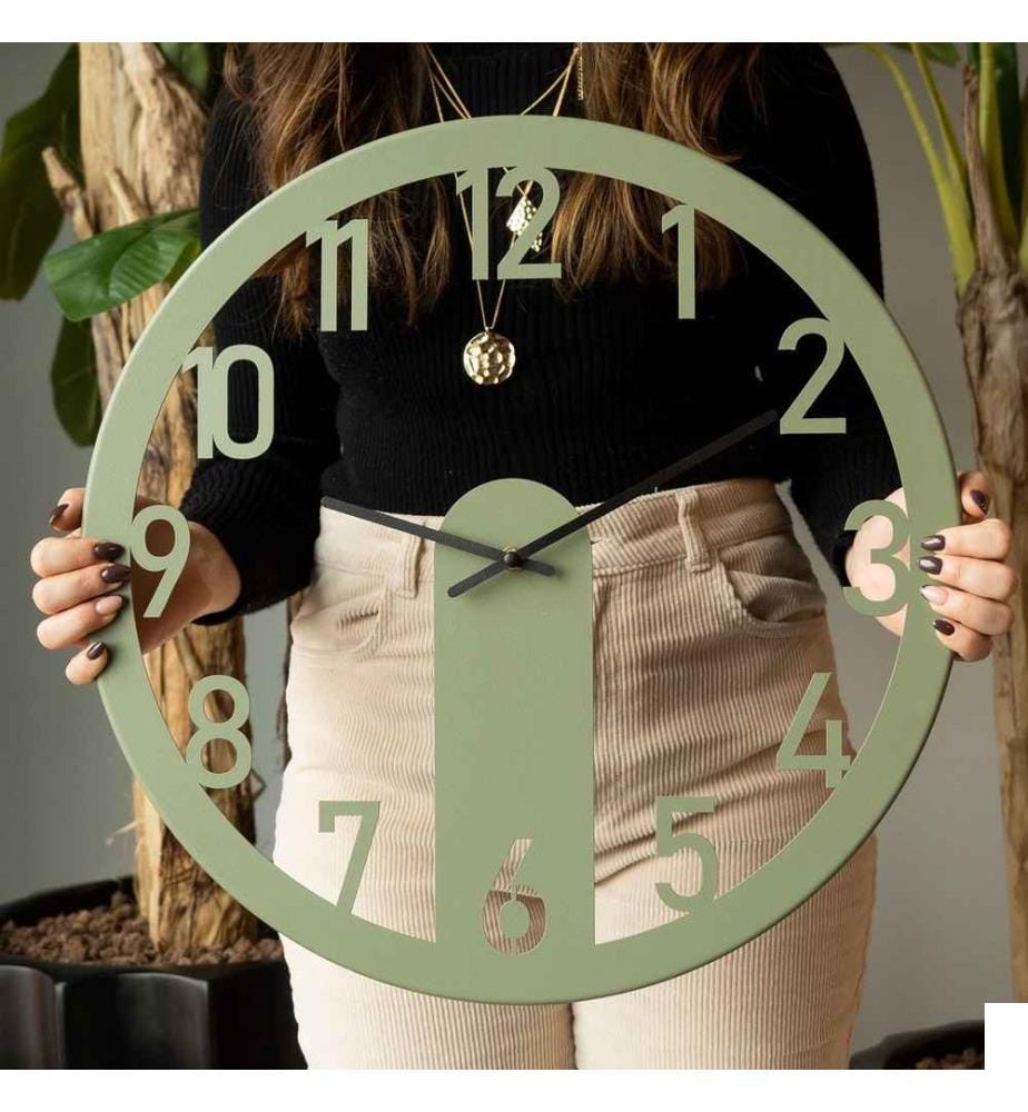 Horloge murale décorative en métal, vert, acier