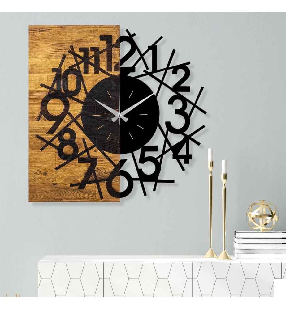 Horloge murale décorative en bois, noyer noir, bois