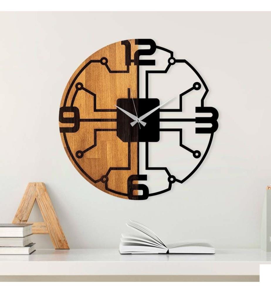 Horloge murale décorative en bois, noyer noir, bois