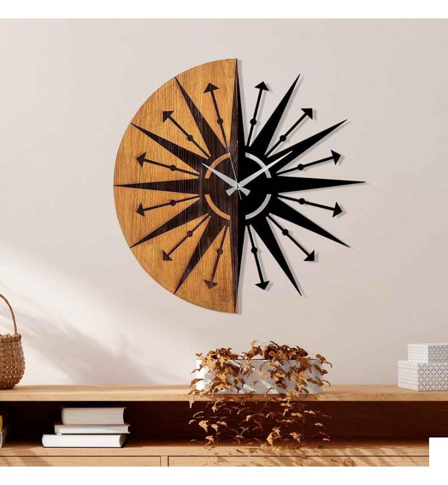 Horloge murale décorative en bois, noyer noir, bois