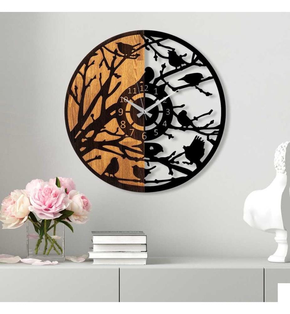 Horloge murale décorative en bois, noyer noir, bois