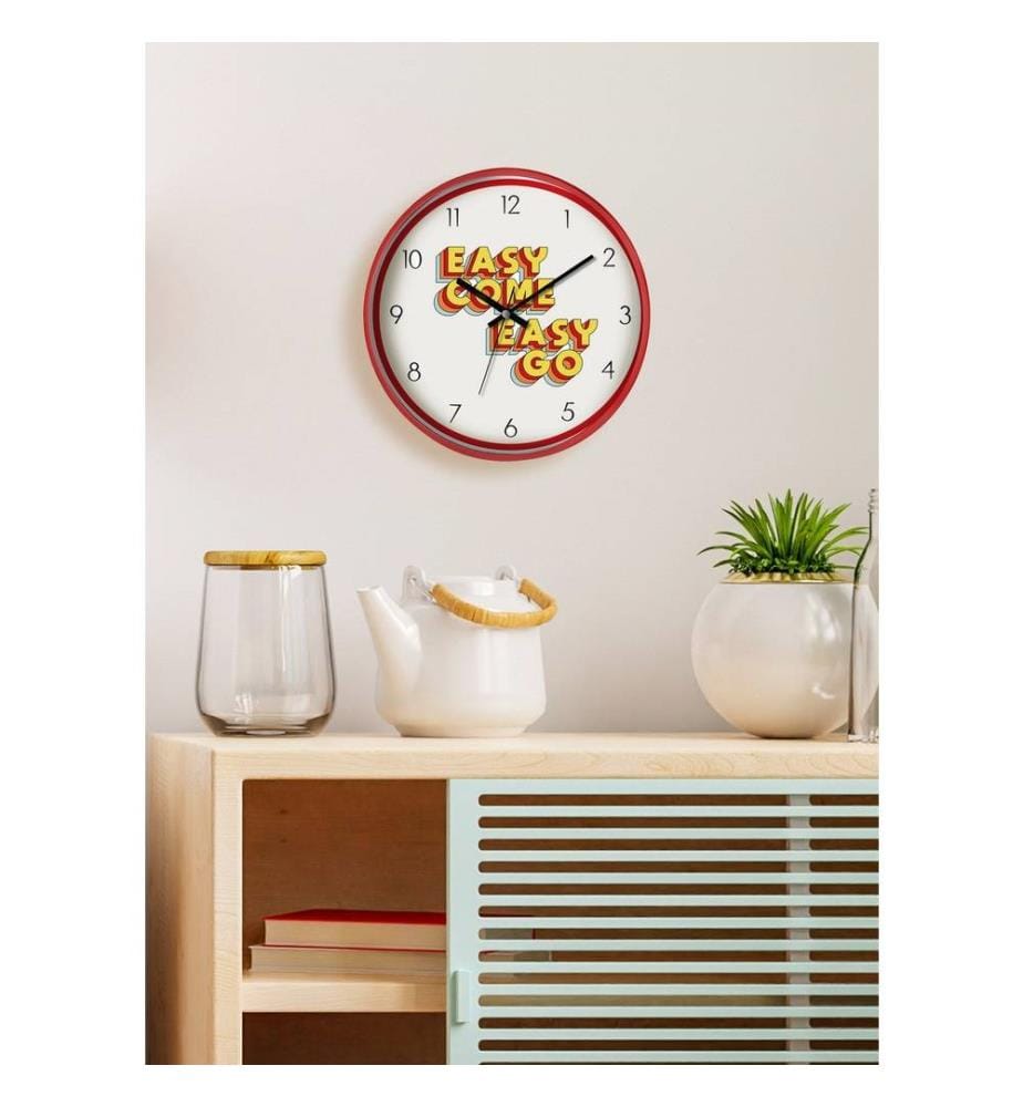 Horloge murale, rouge blanc jaune