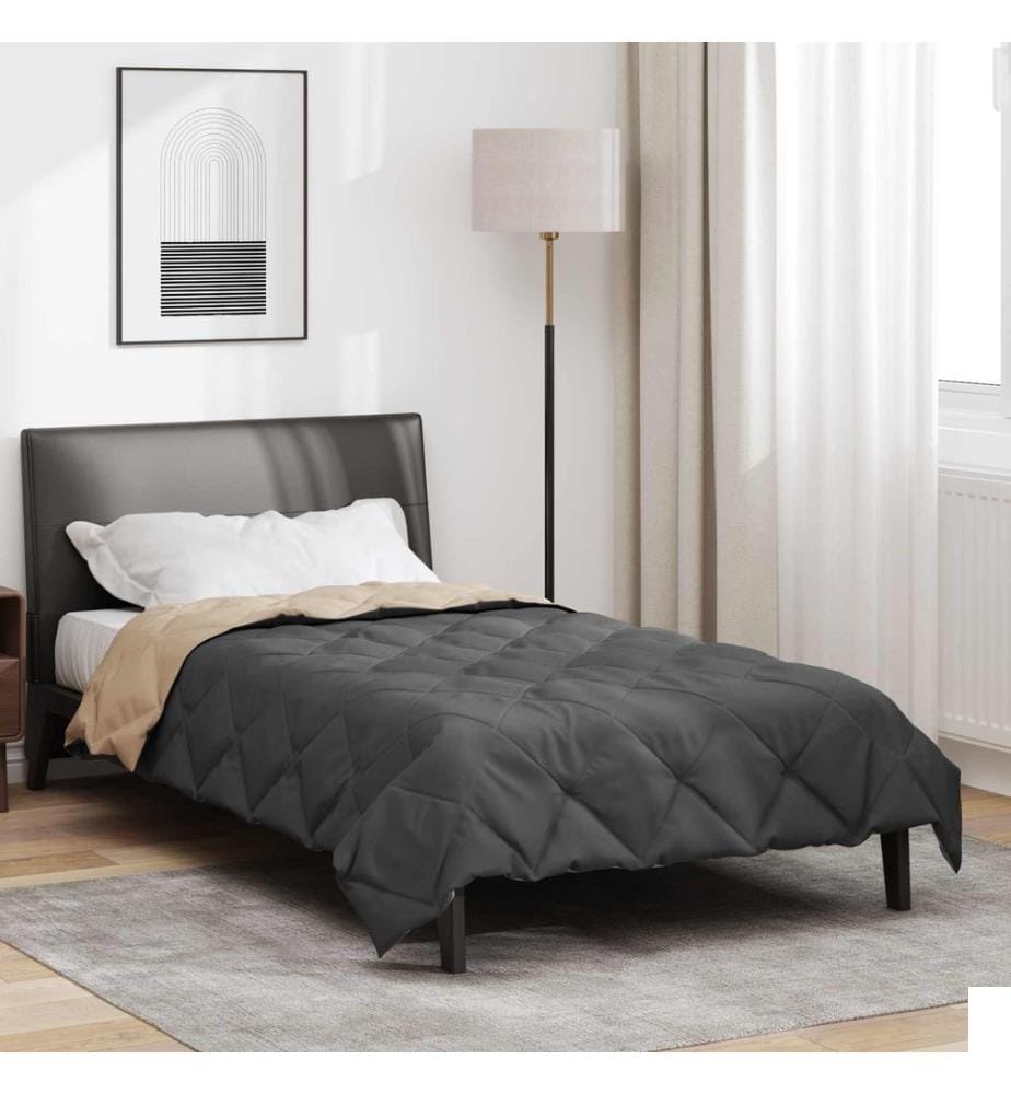 Duvet d'été simple Anthracite et Taupe 220 x 155 cm Microfibre