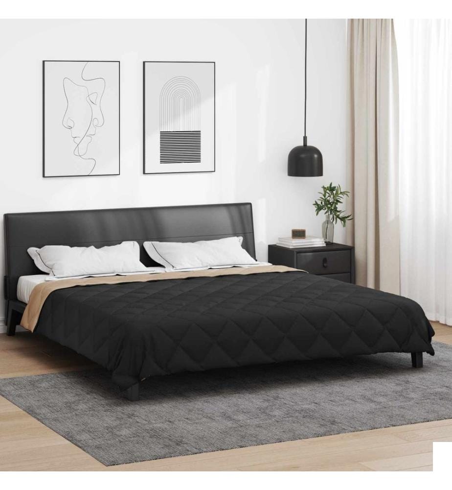 Duvet d'été simple Noir et Taupe 240 x 200 cm Microfibre