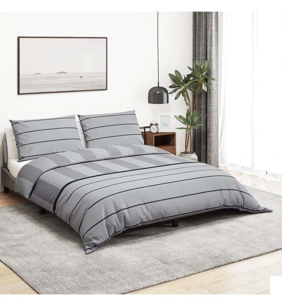 Ensemble de housse de couette Gris 240x220 cm Coton