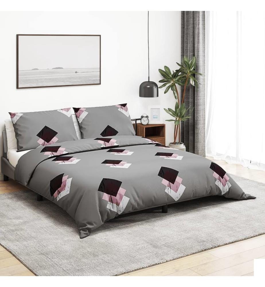 Ensemble de housse de couette Gris 260x240 cm Coton
