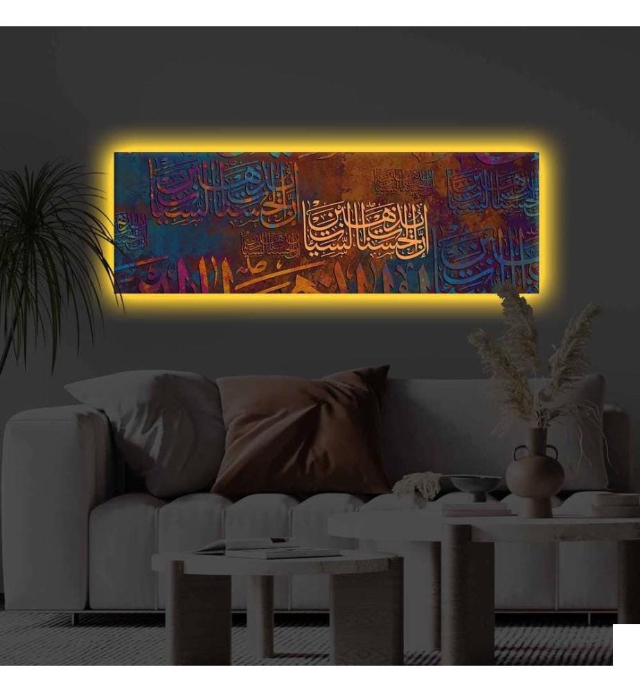 Peinture sur toile décorative éclairée par LED, multicolore, toile polyester
