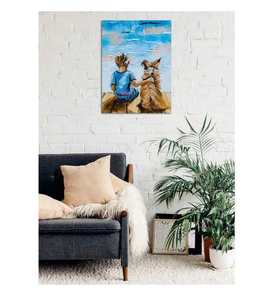 Peinture décorative sur toile, multicolore, 60% coton - 40% polyester, cadre en bois
