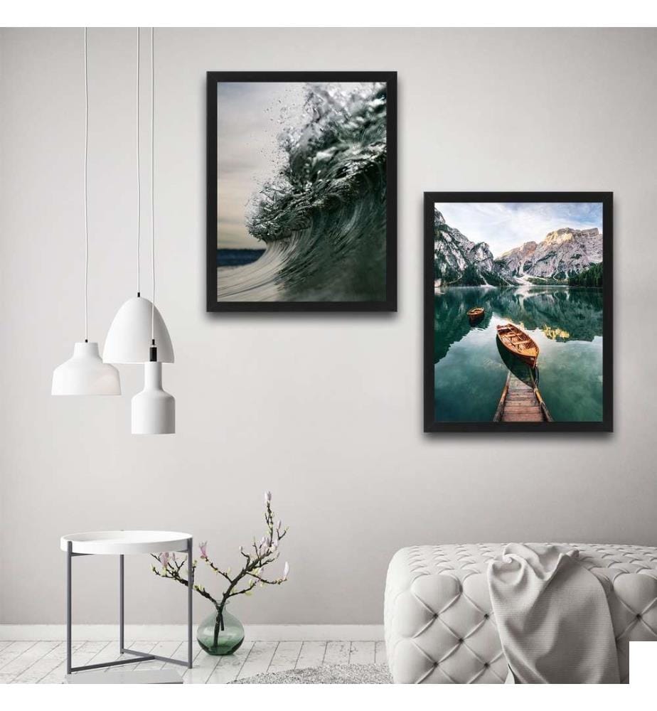 Peinture décorative encadrée, 2 pièces, multicolore, cadre en carton stratifié, peinture sur papier