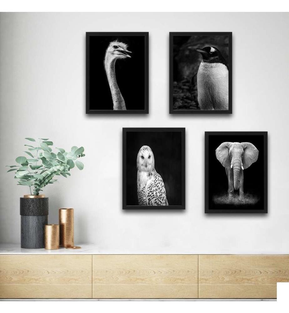 Peinture décorative encadrée, 4 pièces, multicolore, cadre en carton stratifié, peinture sur papier