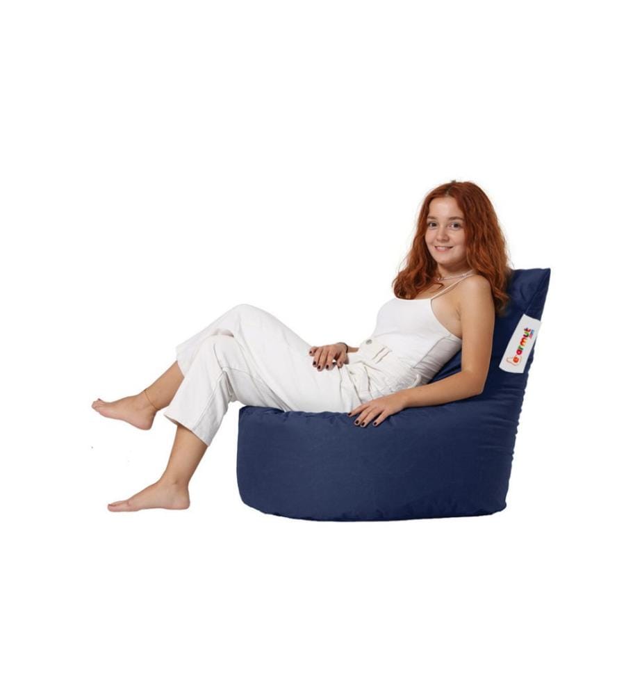Sac pouf de jardin, bleu foncé, polystyrène recyclé haute densité, tissu polyester