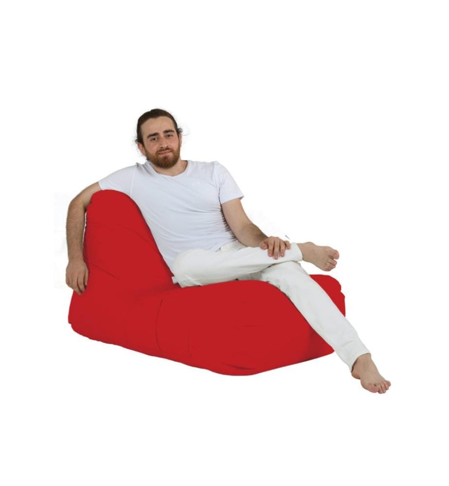 Sac pouf de jardin, rouge, polystyrène recyclé haute densité, tissu polyester