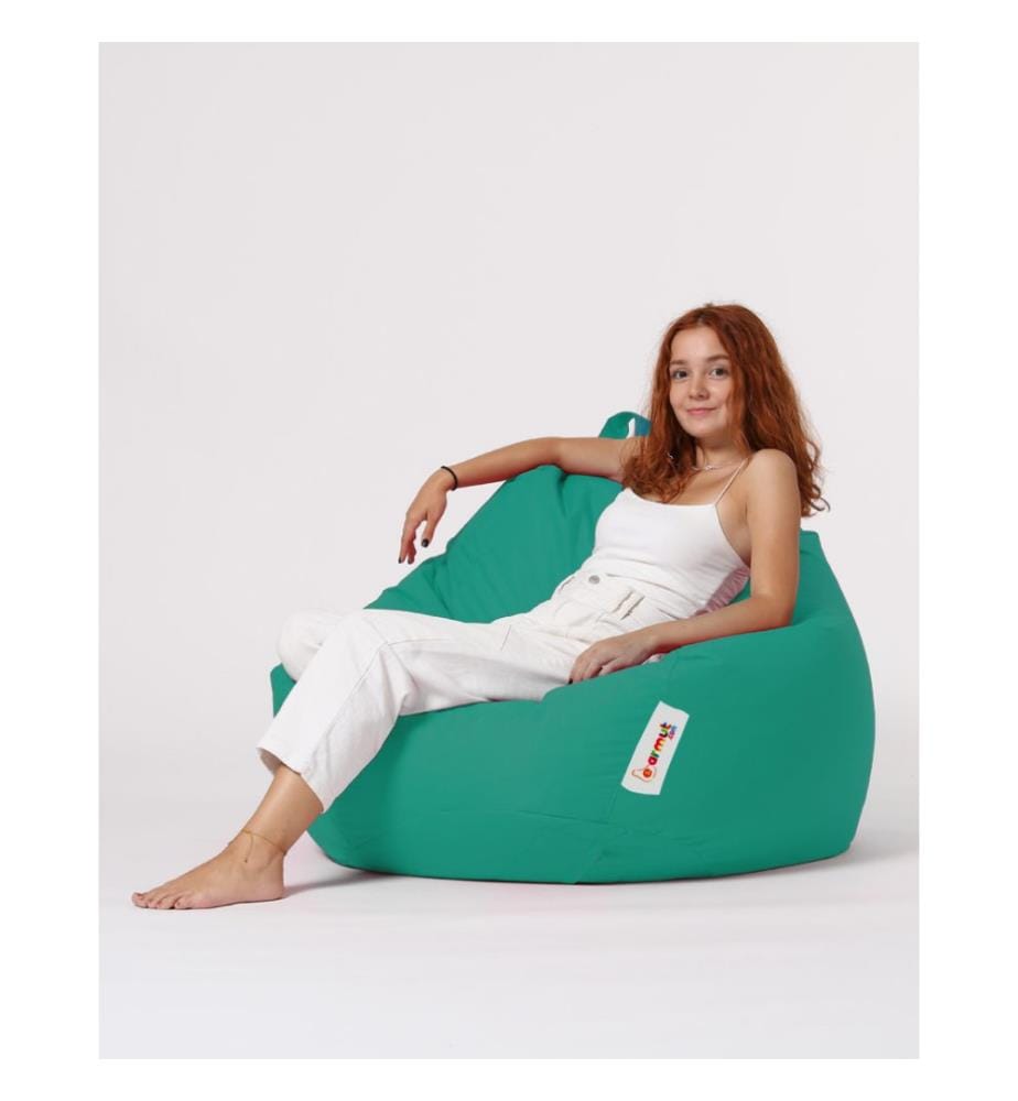 Sac pouf de jardin, turquoise, polystyrène recyclé haute densité, tissu polyester