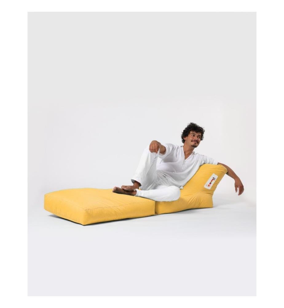 Sac de fèves de jardin, jaune, polystyrène recyclé haute densité, tissu polyester
