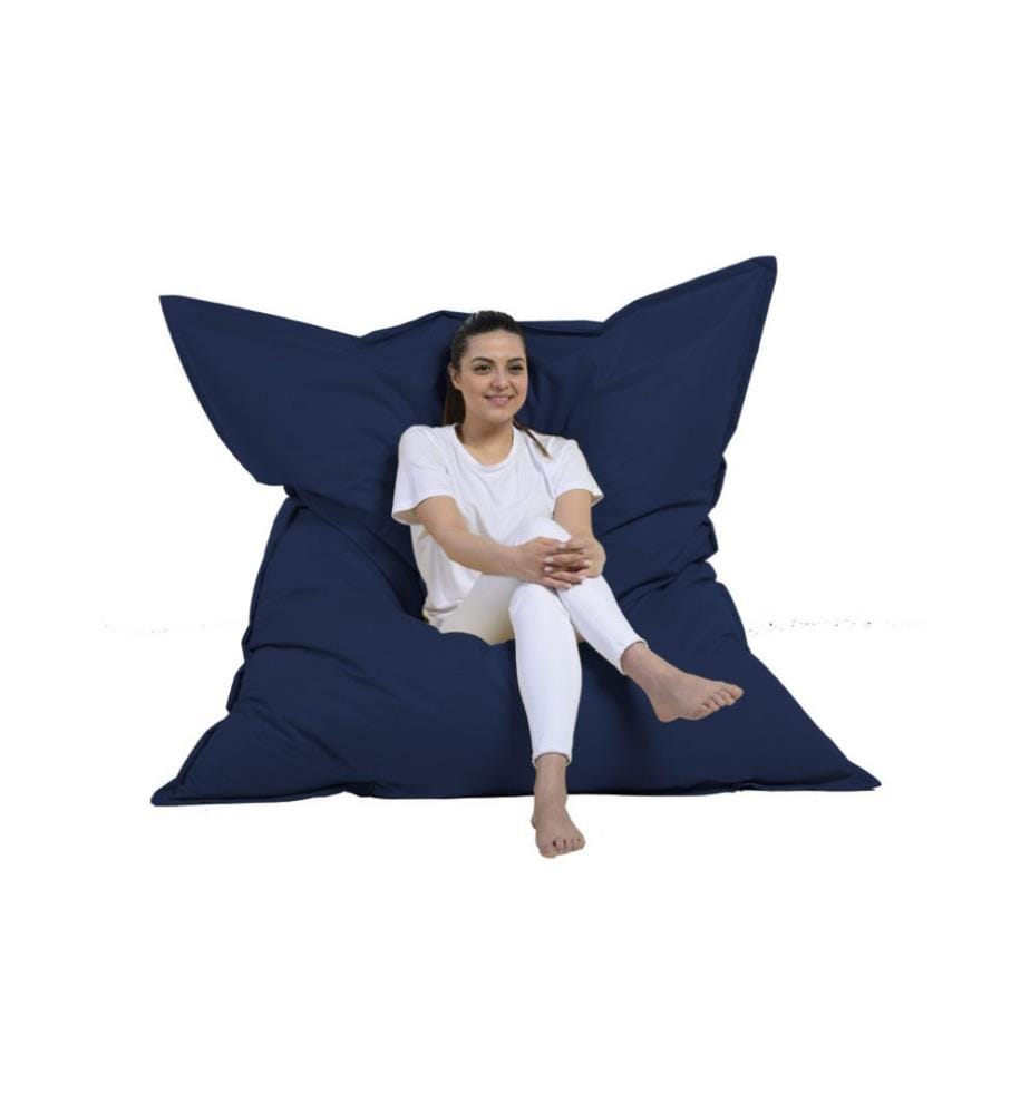 Sac pouf de jardin, bleu foncé, polystyrène recyclé haute densité, tissu polyester