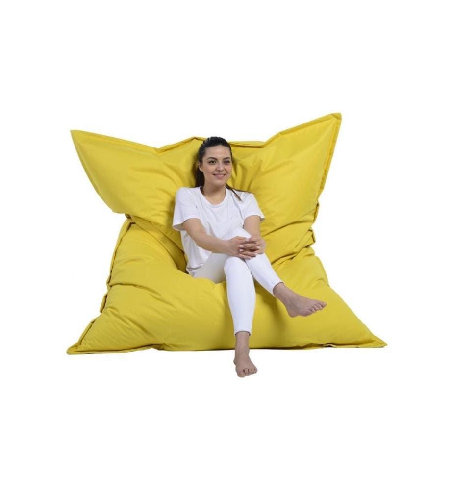 Sac de fèves de jardin, jaune, polystyrène recyclé haute densité, tissu polyester