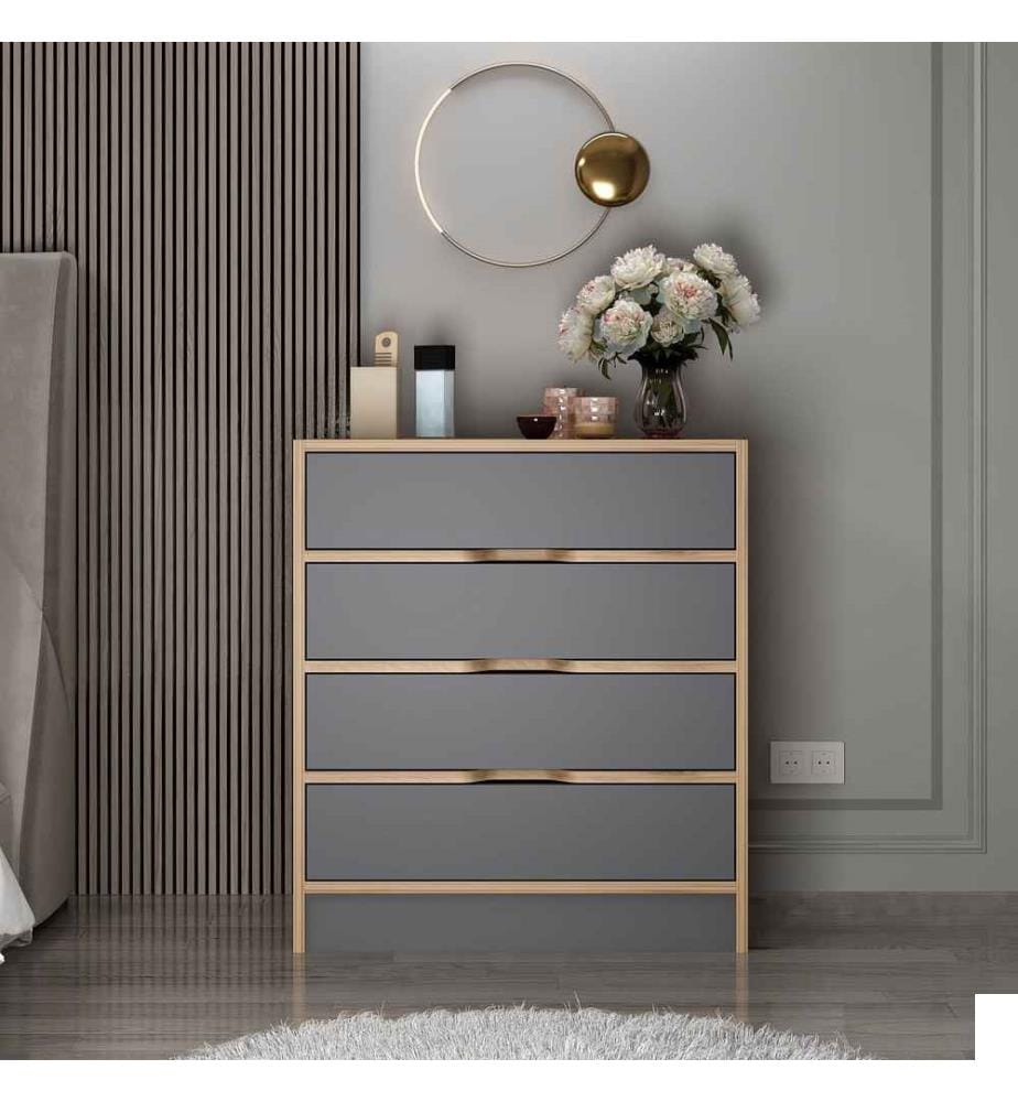 Commode, noyer, anthracite, panneau de particules mélaminé