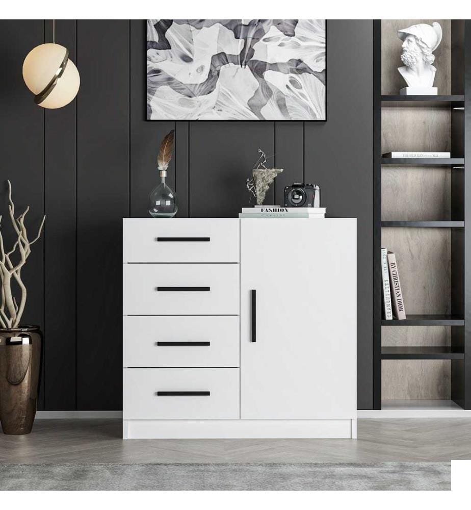 Commode, blanc, panneau de particules mélaminé
