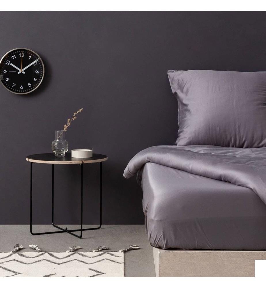 Drap-housse simple en satin, gris foncé, 100% coton satiné